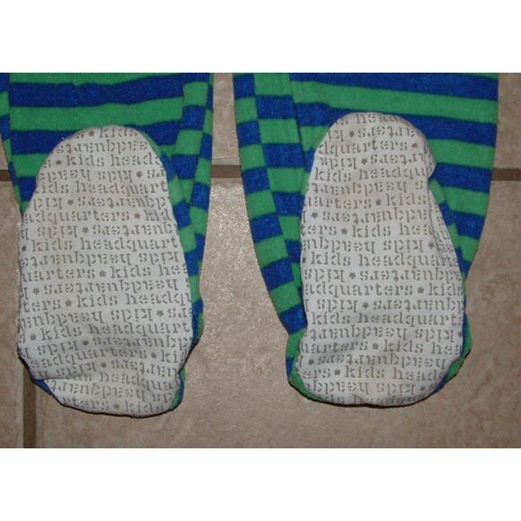 Boys Sz 4 Toddler Green Striped Dump Truck Fleece Zip Up Footed 1 Pc Pajamas - Picture 3 of 3